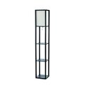 Simple Designs Floor Lamp Etagere Organizer Storage Shelf with Linen Shade, Black LF1014-BLK